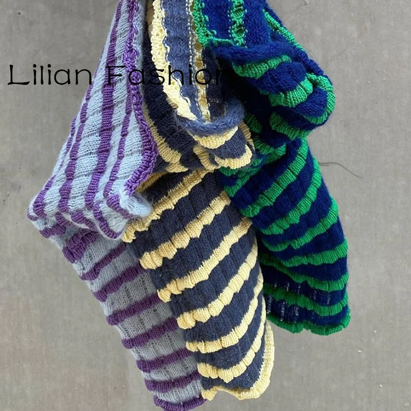 

Sexy Hollow Floral Striped Sweater Knitted Tube Tops Strapless Y2k Tank Top Backless Patchwork Cake Clubwear Skinny Crop Vest