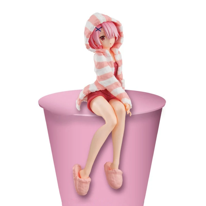 

14CM Anime Figure Ram Re:Life In A Different World From Zero Pressed Noodles PInk Home Clothes Model Dolls Toy Gift Collect Box