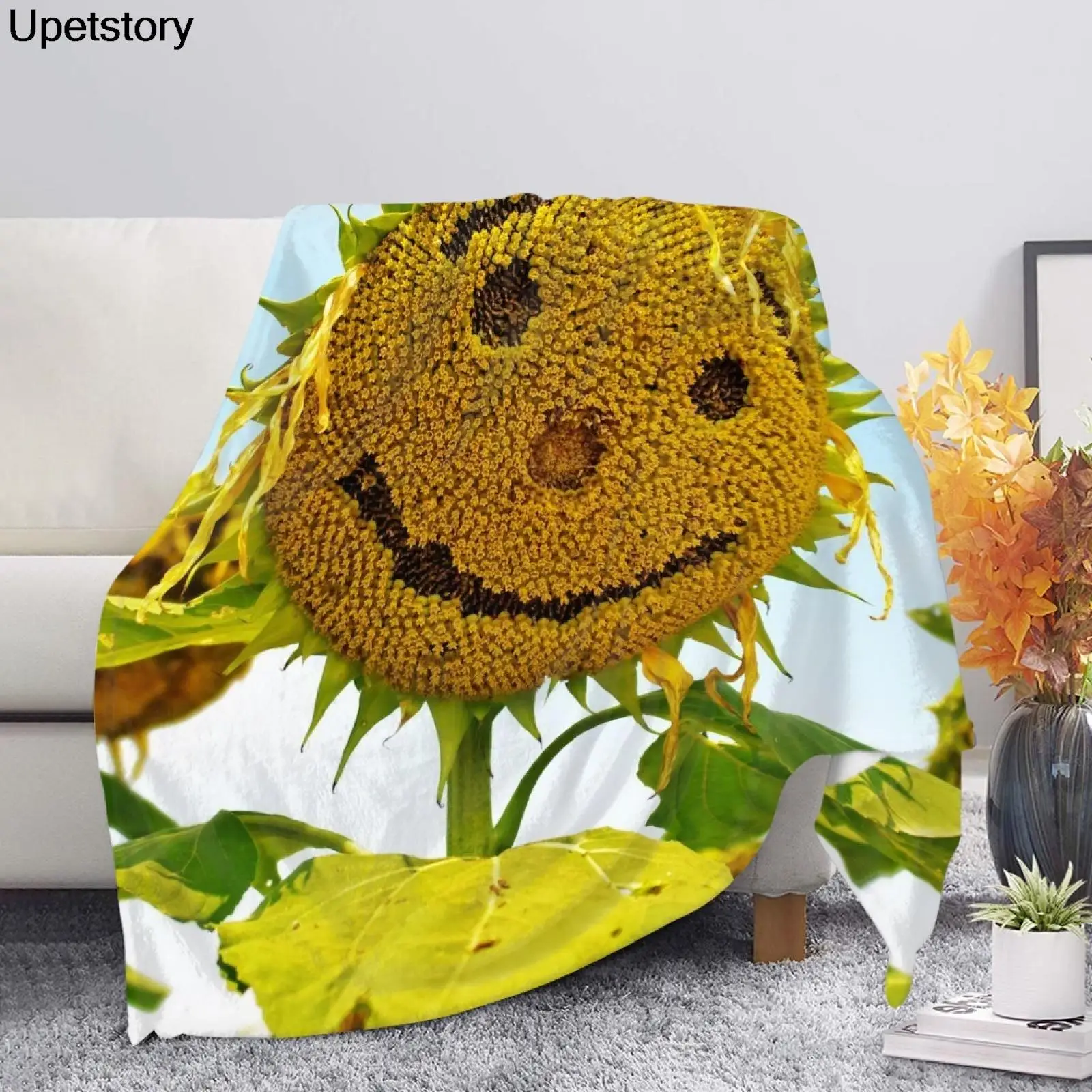 

Upetstory Trendy Funny Sunflower Design Home Plush Blanket Bedroom Comfortable Bedding Sofa Bed Knee Blanket Crilb Blanket