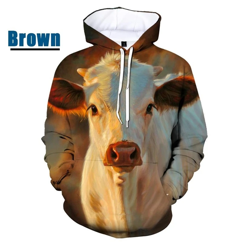 Cow Sheep 3D Printing Men's Sweatshirts Funny Design Hoodies For Male Casual Style Braethable Pullovers Spring Personality Tops