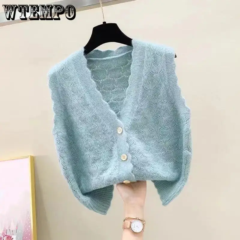 

Cardigan Sweater Vest Loose 2022 Autumn and Winter Wool Knitted Vest Sweater for Women Loose Solid Sleeveless Sweaters