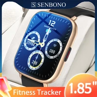 senbono 2022 men women smart watch 1 85 inch hd large screen thermometer heart rate monitor sport smartwatch men for ios android