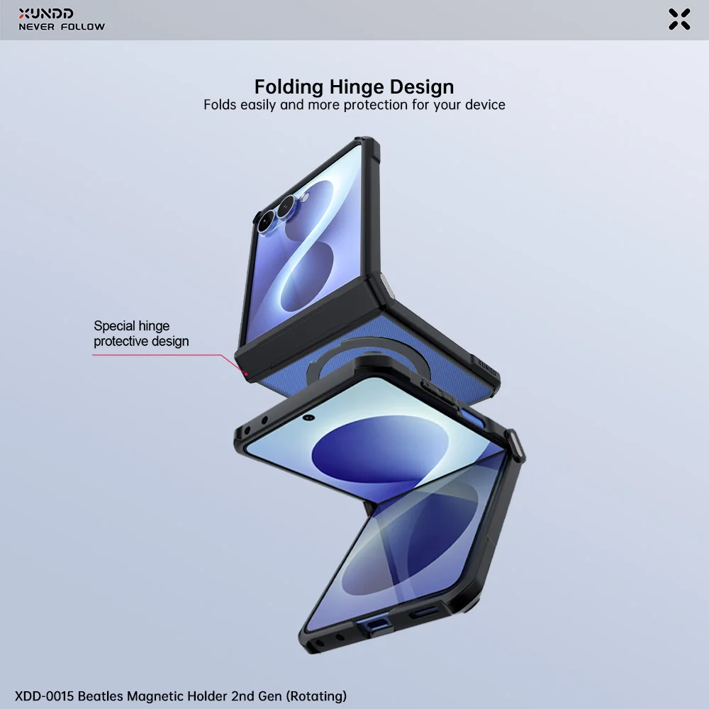 Фото Чехол Xundd для Samsung Galaxy Z Flip 8, защита шарнира, антижелтый, противоударный, с магнитной подставкой, тонкий, прозрачный, защитный №2