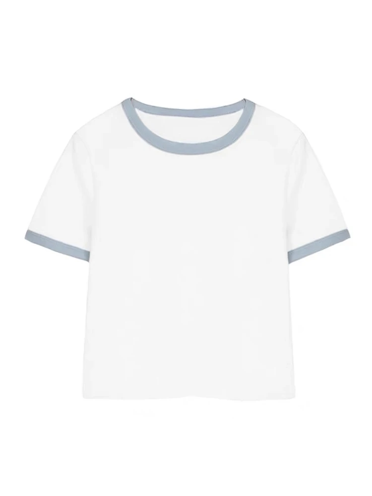 Женская футболка с коротким рукавом простая Универсальная контрастных цветов в