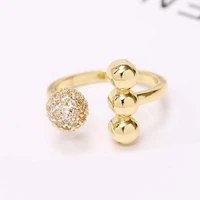 dainty bling shining bead opening ring for women girls stylish wedding party anxiety relief beads finger rings female jewelry