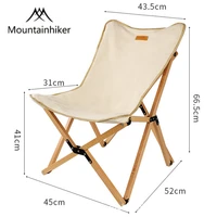 Mountainhiker Portable Wooden Beach Chair Camping Folding Outdoor Chair for Hiking BBQ Beach Traveling Picnic with Storage Bag