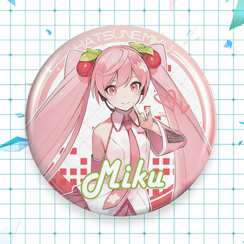 75 мм Kawaii милый Мику аниме круглые булавки мультяшные значки косплей жесть ручной