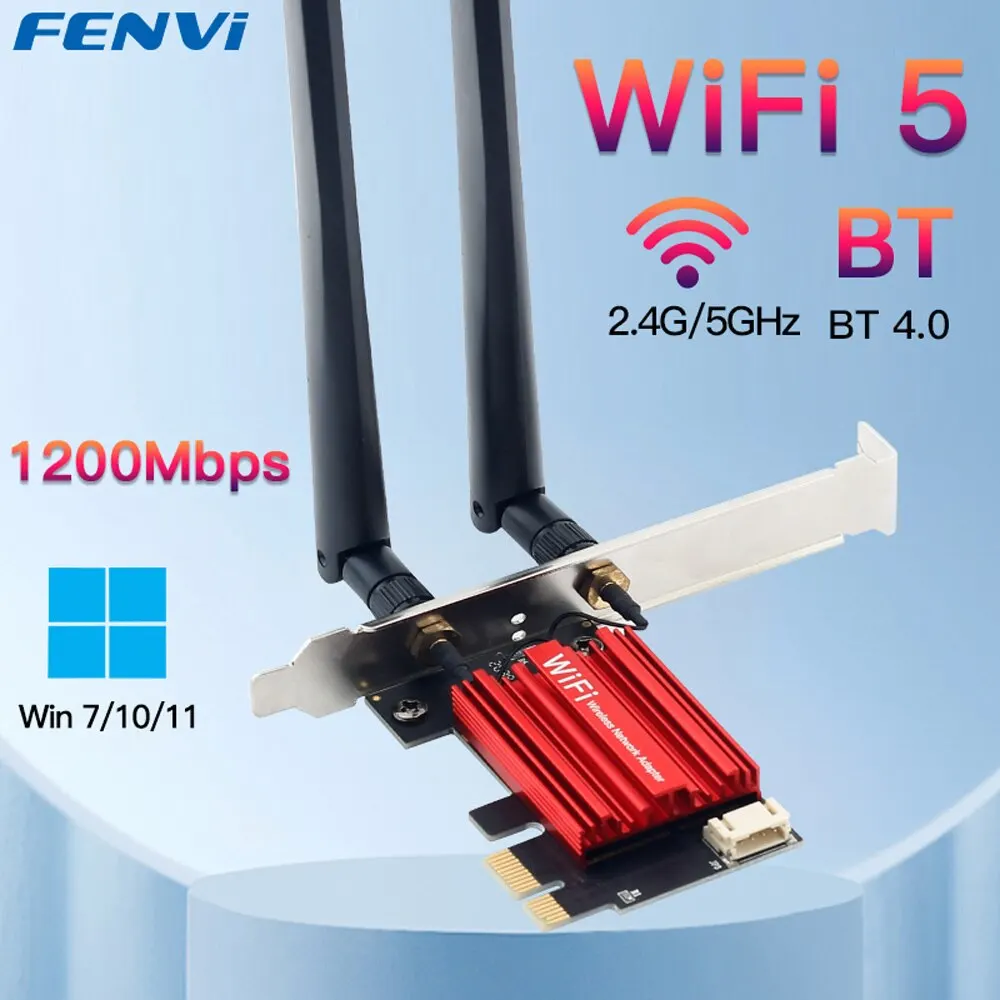 FENVI WiFi 5 PCI-E Wireless Adapter AC1200 Network Card Dual Band
