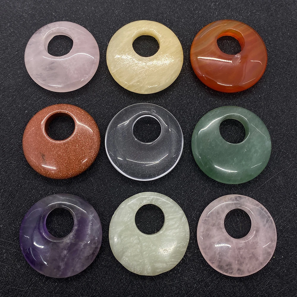 Подвеска из натурального камня Рейки Исцеление Большое отверстие Белый топаз Белый кристалл Аметист Изготовление ювелирных изделий Сделай сам Ожерелье 10 мм.