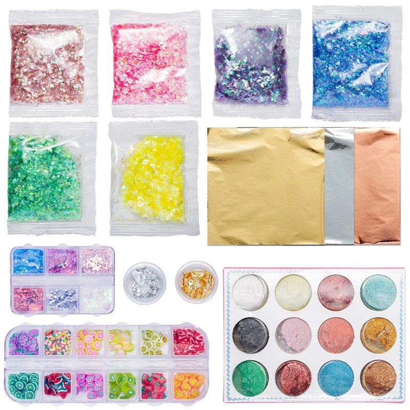 

Fruit Pieces Nail Art Charms Glitter Decals Decoration 3D Soft Pottery Pieces for Women DIY Nail Accessories Supplies