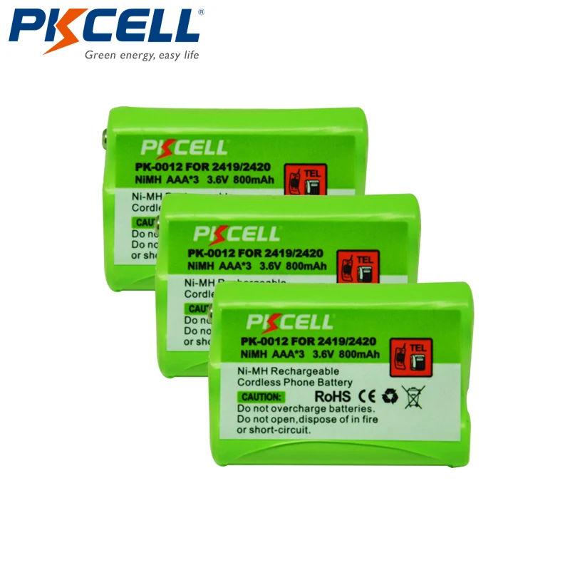 

3 аккумулятора для домашнего телефона AT&T 1231 2231 2419 2420 e1215 e1225 PKCELL