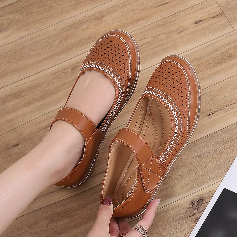 Laser Cut High Quality Casual Slip On Shoes For Women Wedges Ladies