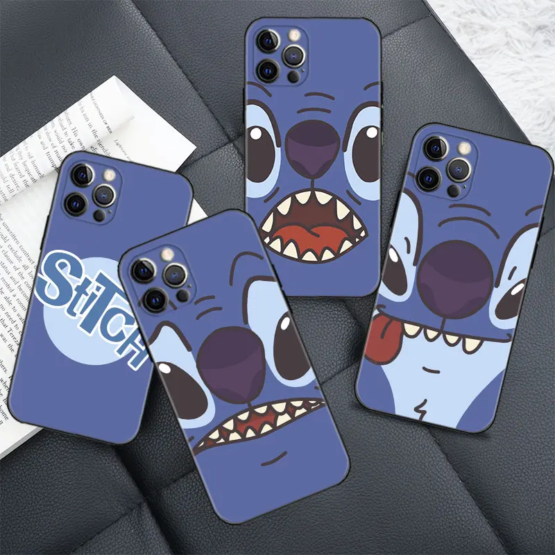 

Phone Case For iPhone 14 11 12 13 Pro Max Mini XS Max SE2022 7 8 6 6S Plus Smartphone Cover Cartoon Blue Stitch