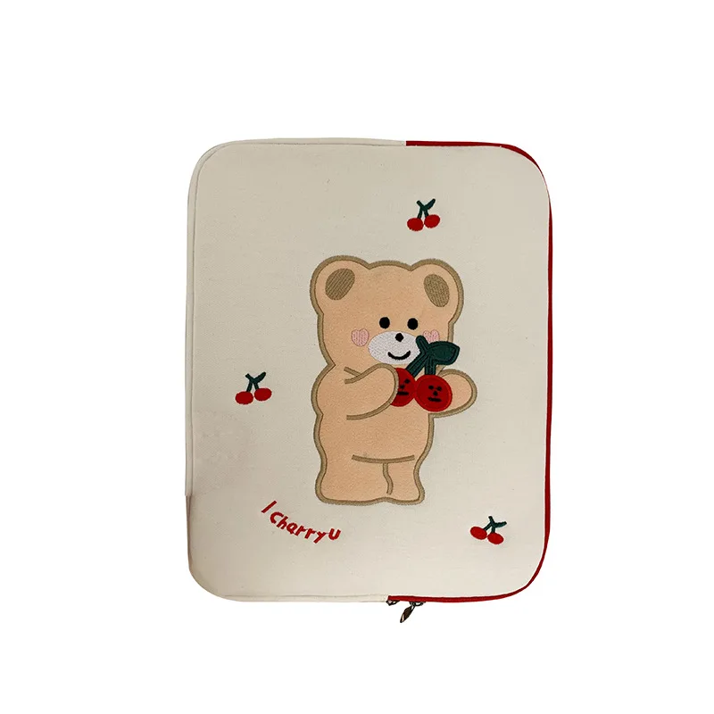 

Cute Korean style Cartoon Bear Print Laptop Sleeve Soft Cotton Shockproof Laptop Bag