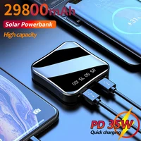 29800mah mini power bank mirror digital display external battery large capacity portable fast charger for xiaomi samsung iphone