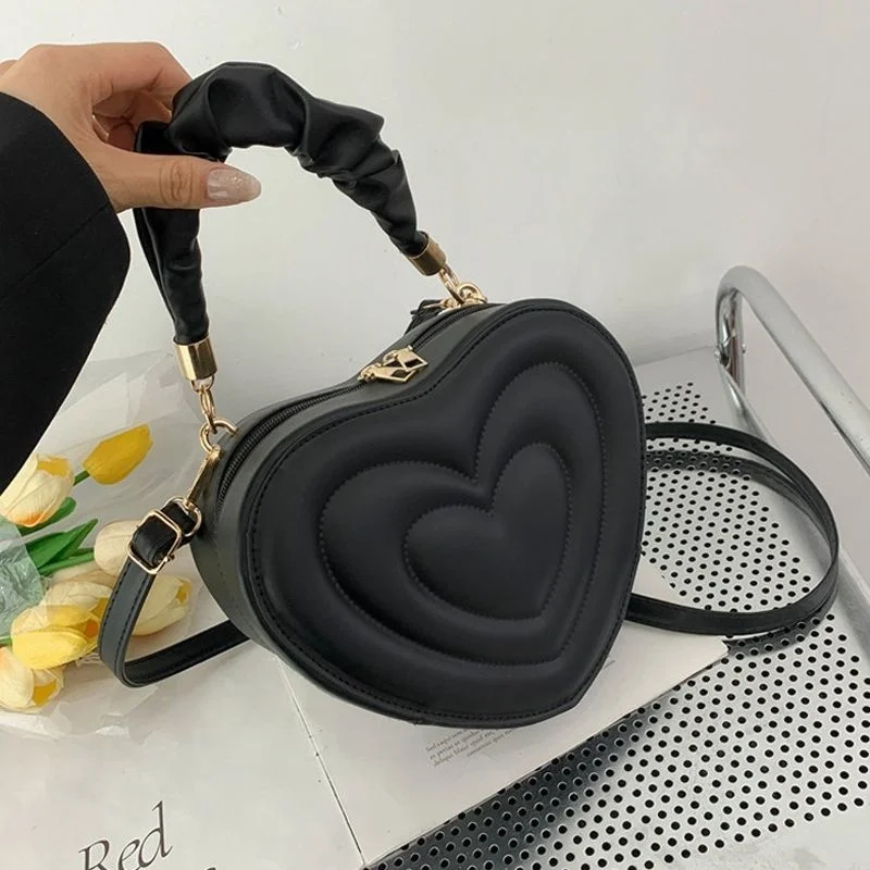 

Heart Shoulder Bag 2023 Trendyol Winter Korea Style Handbags for Women Lady Casual Solid Color PU Leather Coin Purse