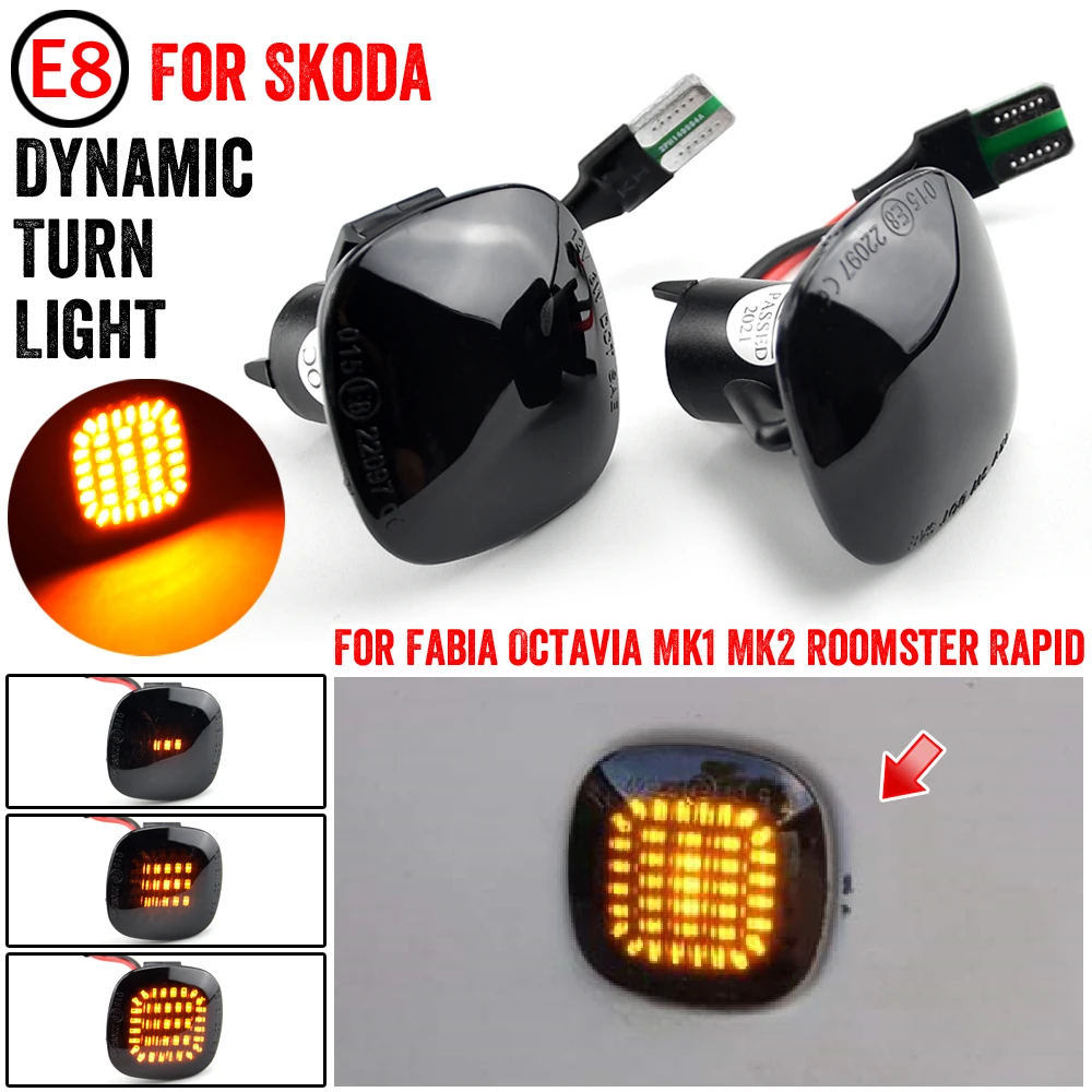 

2 pieces For Skoda Octavia 2009-2013 SUPERB 2008-2014 Dynamic LED Turn Signal Blinker Mirror flasher Light