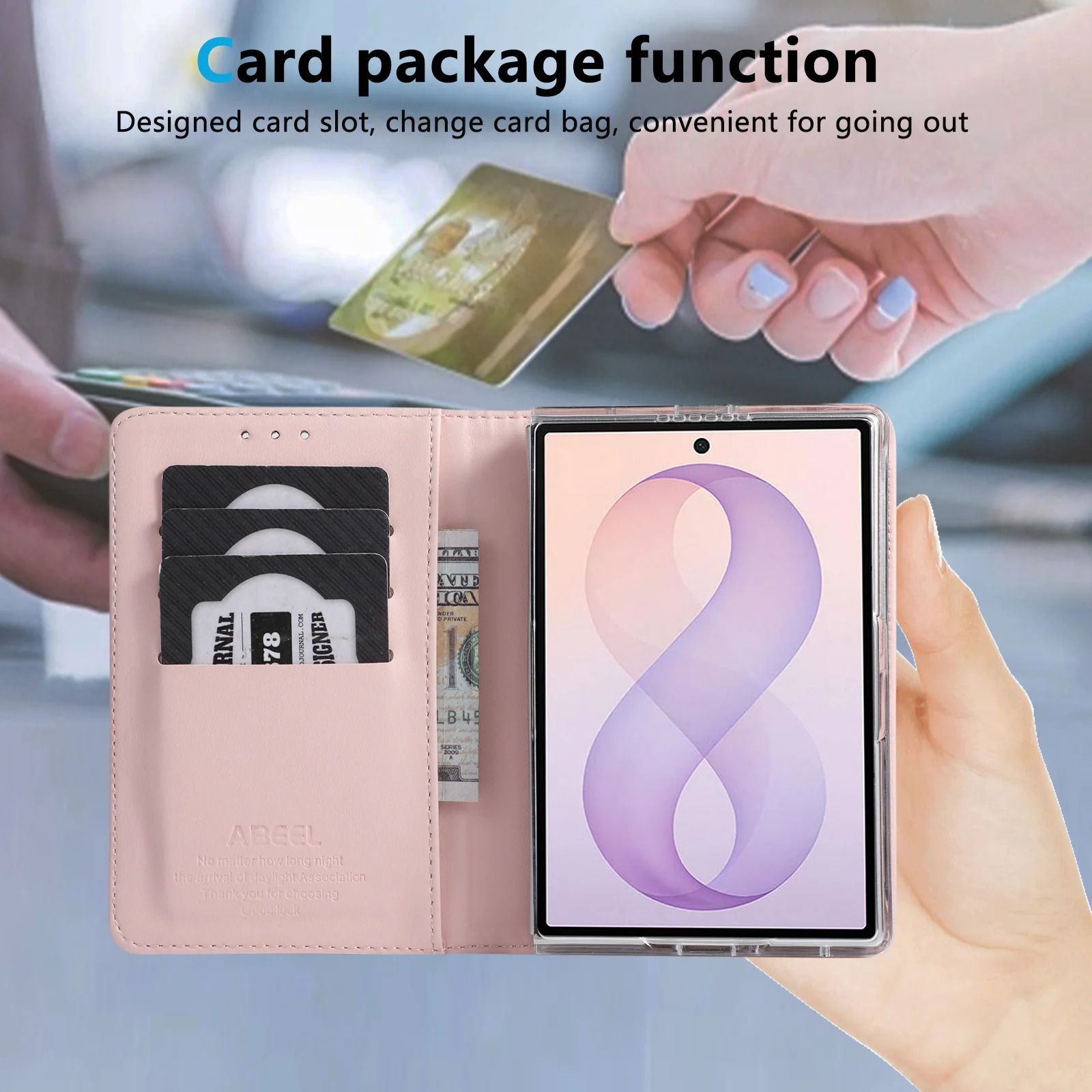 Фото Чехол-книжка Flip Cards Solt из искусственной кожи для Samsung Galaxy Z Fold8 Fold 8, ударопрочный, с подставкой, RFID-защитой, тонкий. №4
