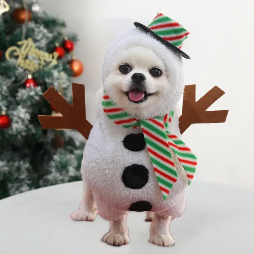 

Soft Pet Cosplay Clothes Warm Pet Cosplay Costume High Simulation Snowman Pet Costume Outfit Photography Prop