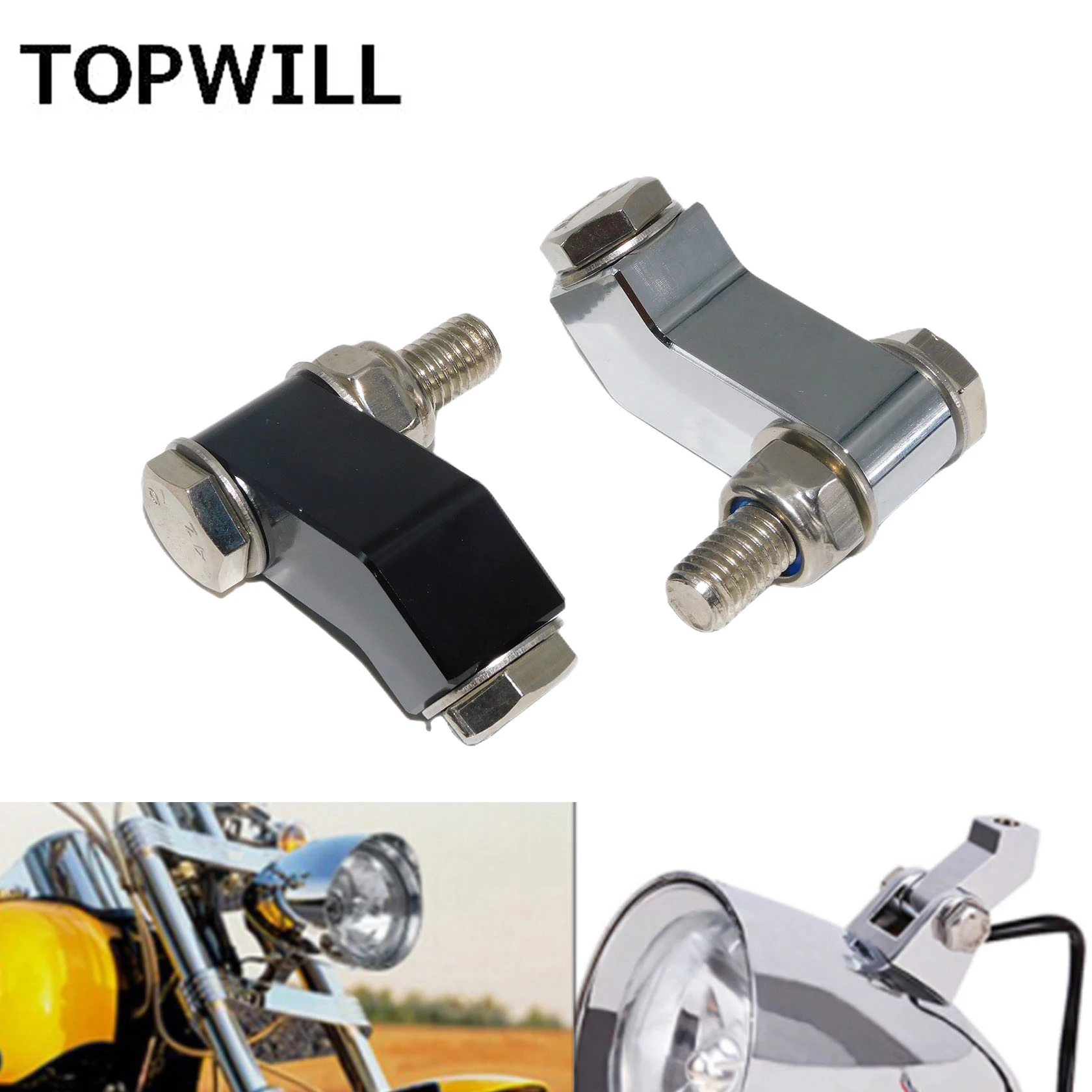 

Motorcycle Headlight Mounting Block Bracket Extension Black/Chrome For Harley Dyna Softail Breakout FXDL Bobber Chopper Cruiser