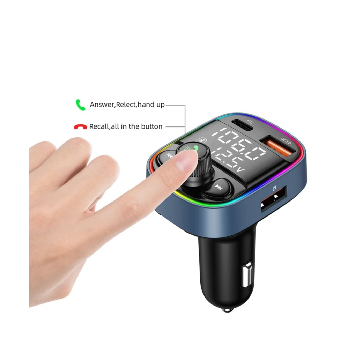 Автомобильный MP3-плеер Pd20W + Qc18W с Bluetooth 5 0 и двойным цифровым дисплеем