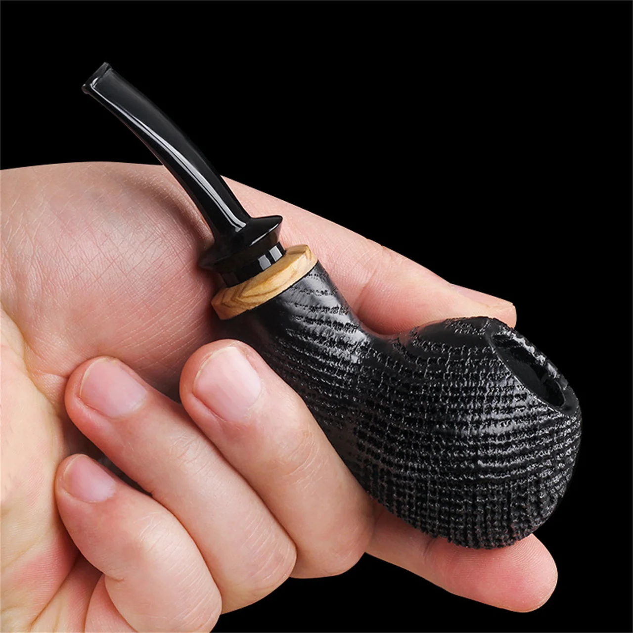 

Pipe Retro Handmade Type Bent Gift Accessory Army Tobacco Filter Pipe Handle Mount Cut 3mm With Gentleman Wood Oak Black Smoking