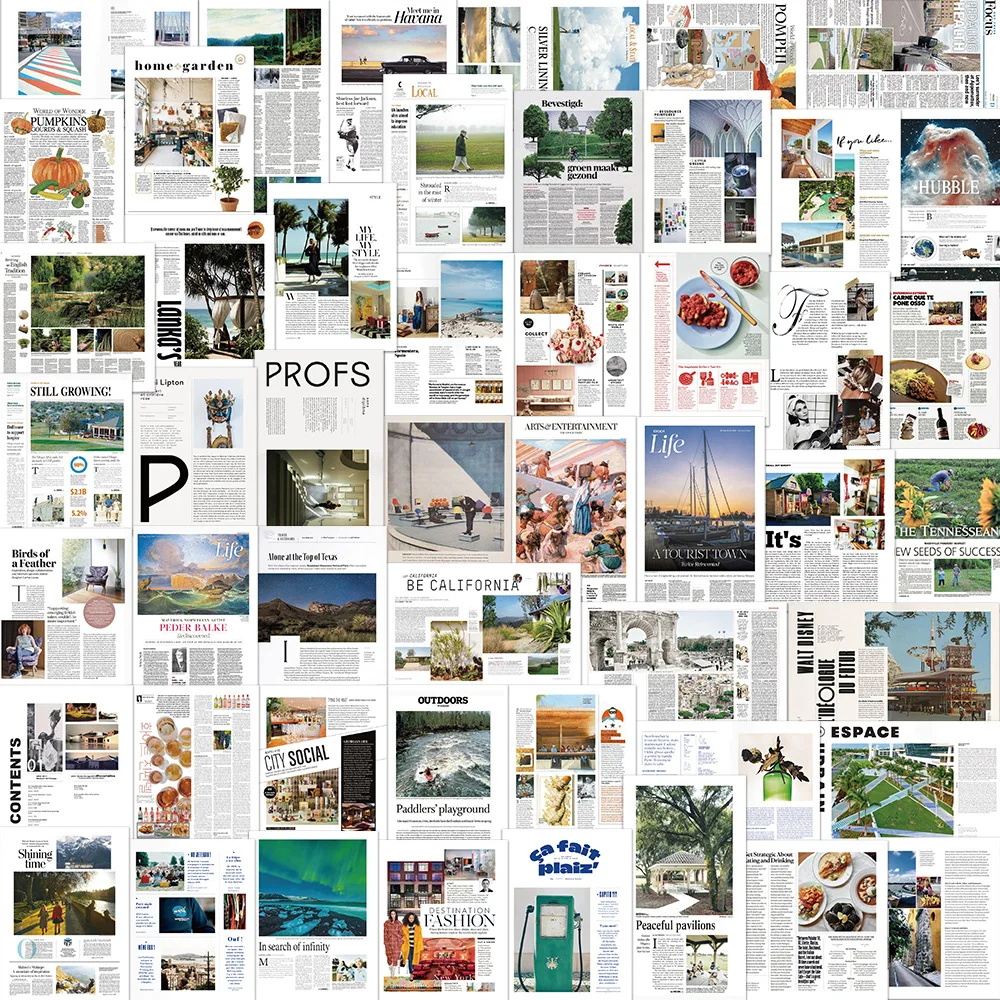 

10/30/52PCS Art Poster Magazine Featured Page Stickers DIY Laptop Phone Skateboard Guitar Scrapbook Graffiti Decals Toys Gift