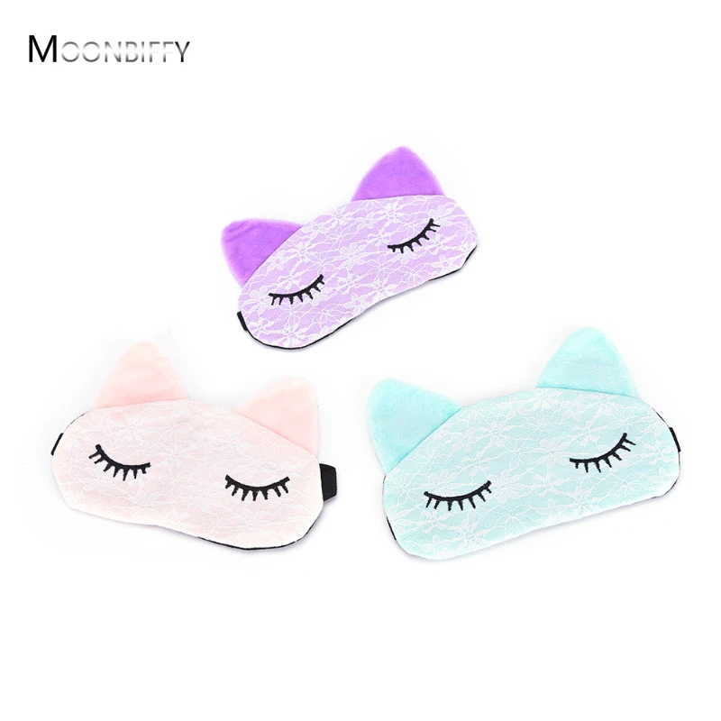 

Cute Cartoon Relaxing Cat Design Eyeshade Sleeping Masks Black Mask Bandage on Eyes for Sleeping Travel Sleep Eye Mask