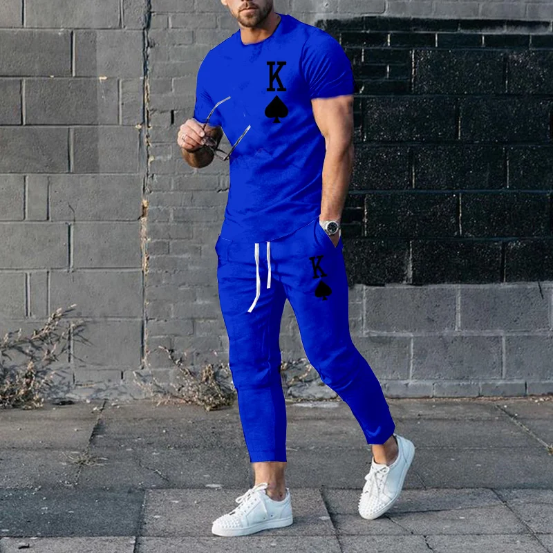 Summer New Men Tracksuits Fashion 3D printed Short Sleeve T Shirt Long Pants 2 Piece Sets Casual Trend Oversized Clothing