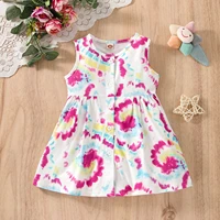 kids girls casual beach dress summer toddler fashion tie dye prints sleeveless infant princess dresses girls dress clothes 0 24m