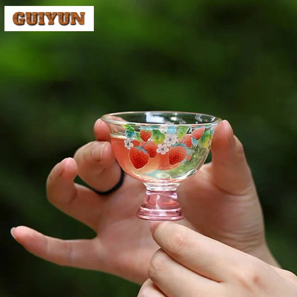 2 шт./набор маленькая термостойкая стеклянная чашка с клубничкой 45 мл