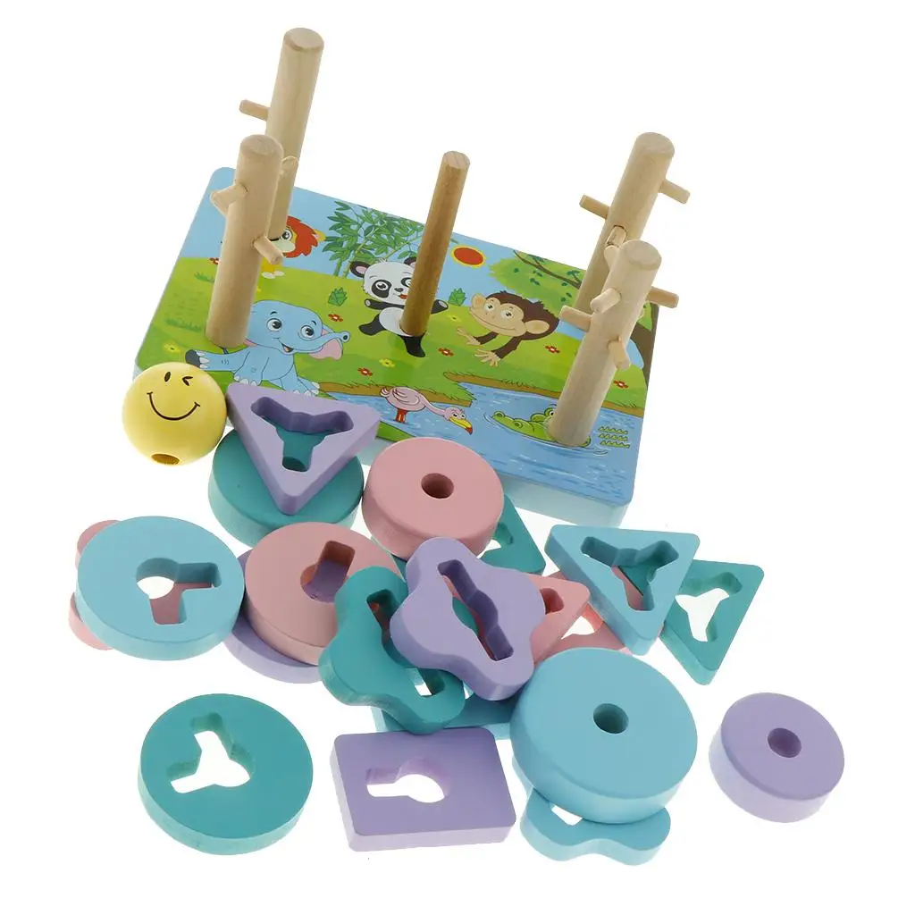 

Wooden Stacking Toys with Geometry Shape Stacking Stacker Stacking Balancing toys Preschool Educational Toys
