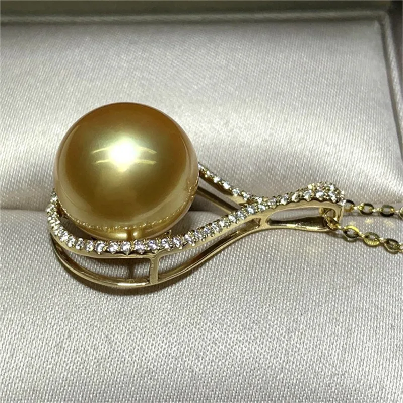 Классические Золотые жемчужные подвески дизайнерские кулоны 18K 11-12 мм жемчуг