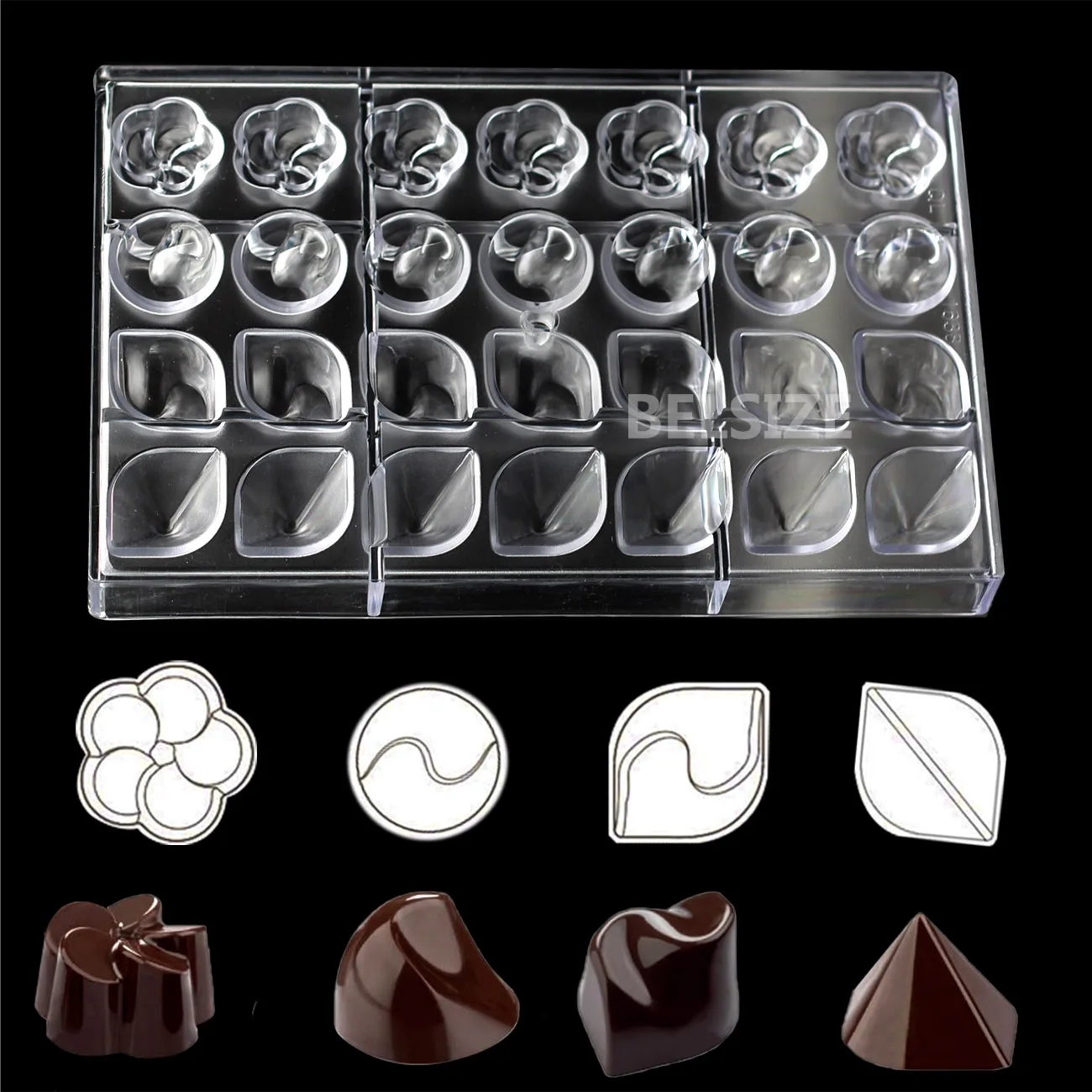 

3D поликарбонатные формы для шоколада, конфеты, конфеты, шоколадные формы в форме цветка, выпечка, кондитерские инструменты