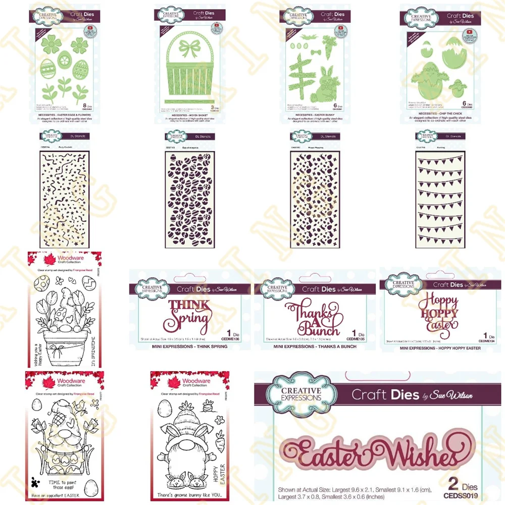 

Clear Stamps Metal Cutting Dies Stencil Sets for Diy Craft Making Greeting Card Scrapbooking New 2023 Easter Bunny Eggs Flowers