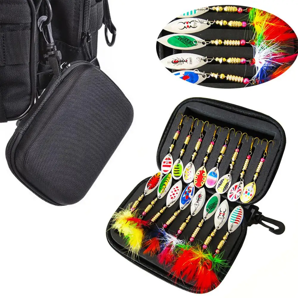 

16pcs Fishing Lures Spinner Spoon Set Escape Prevention Treble Hooks With Storage Bag For Trout Bass Salmon