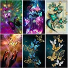 Алмазная 5D картина сделай сам с бабочками, бриллиантовая мозаичная фигурка животного, вышивка крестиком, круглые стразы ручной работы, картины для украшения дома