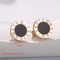 925 sterling silver female sweet rose gold earring excellent simple 12mm round earring for woman girl punk jewelry earrings