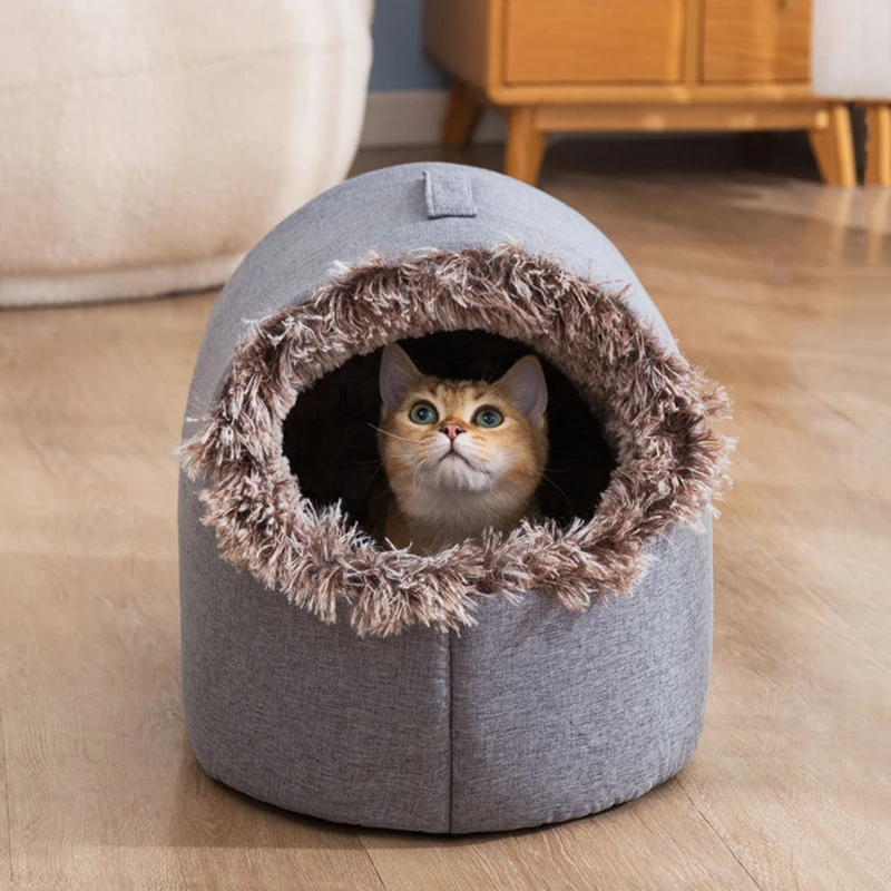 

Enclosed Warm Cat Nest Slippers Shape Kitten Sleeping Bed Portable Pets Litter Soft Plush Puppy Cave House Comfortable Dog Fossa