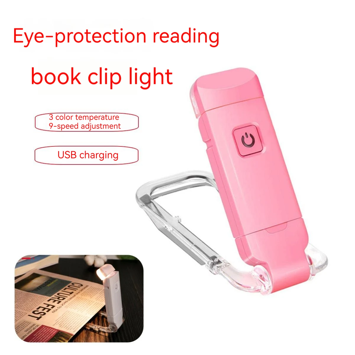

LED Book Reading Lamp USB Rechargeable Adjustable Brightness Eye Protection Portable Bookmark Read Clip Book Night Light