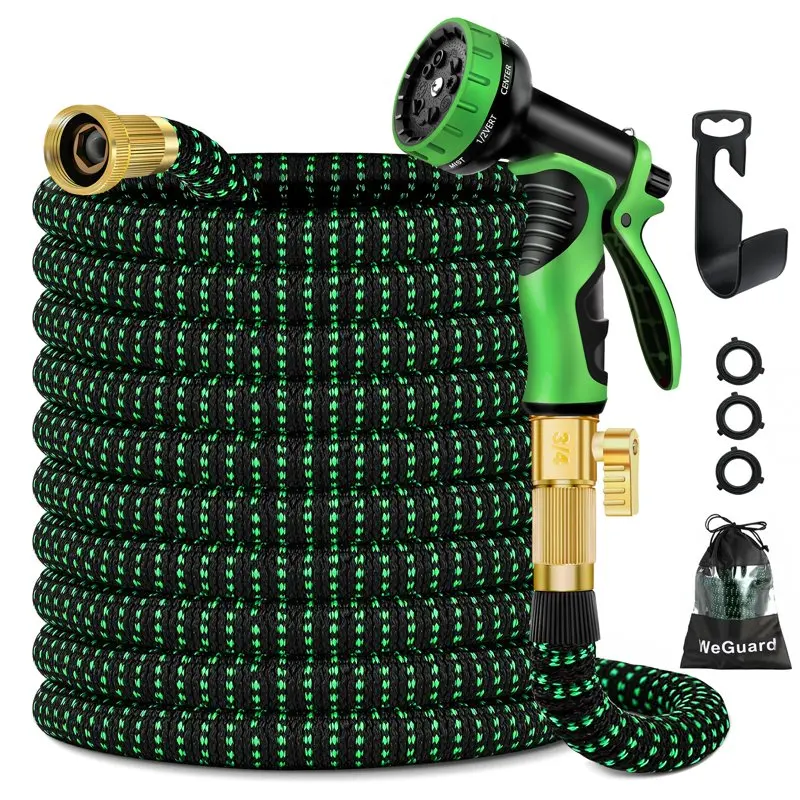 

100 ft Expandable Garden Hose,Upgraded Leakproof Lightweight Garden Water Hose with 3/4" Solid Brass Fittings,Extra Strength 375