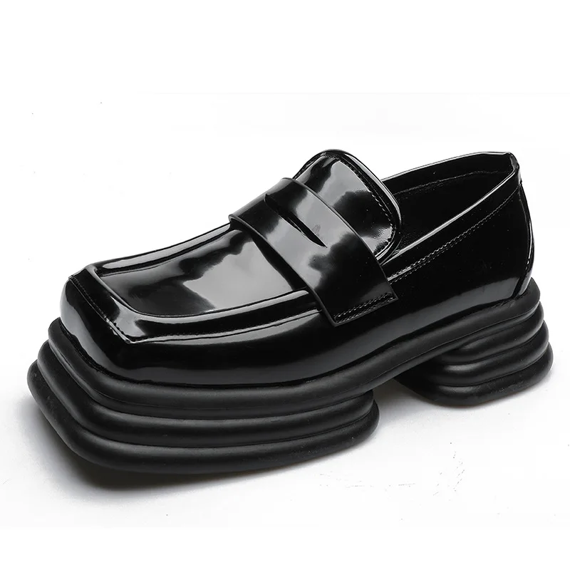 

Japanese Style Women's Single Shoes College Style Thick Bottom Square Head High Heels for Women Genuine Leather Oxford Shoes