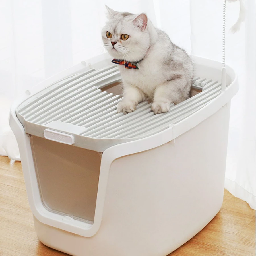 

Plastic Cat Litter Box Double Layer Jump Enclosure Splash Guard Large Cats Toilet One Hitter Areneros Para Gato Pet Products