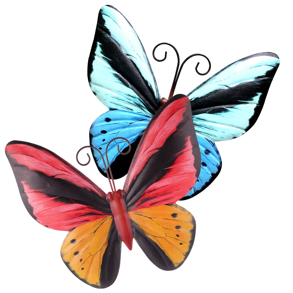 

2 Pcs Butterfly Pendant House Decorations Home Wall Hanging Decals Silhouette Outdoor Home Decorations Metal Garden Sculptures