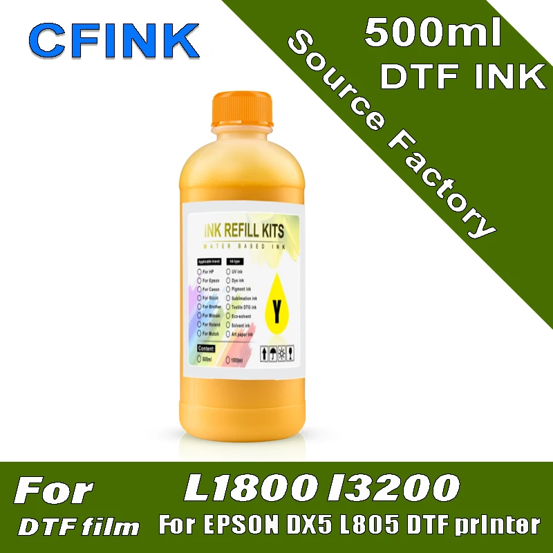 5 цветов x 500 мл чернила DTF для Epson L1800 L800 L805 DX5 DX7 I3200 I4720 I5113 переводной пленки
