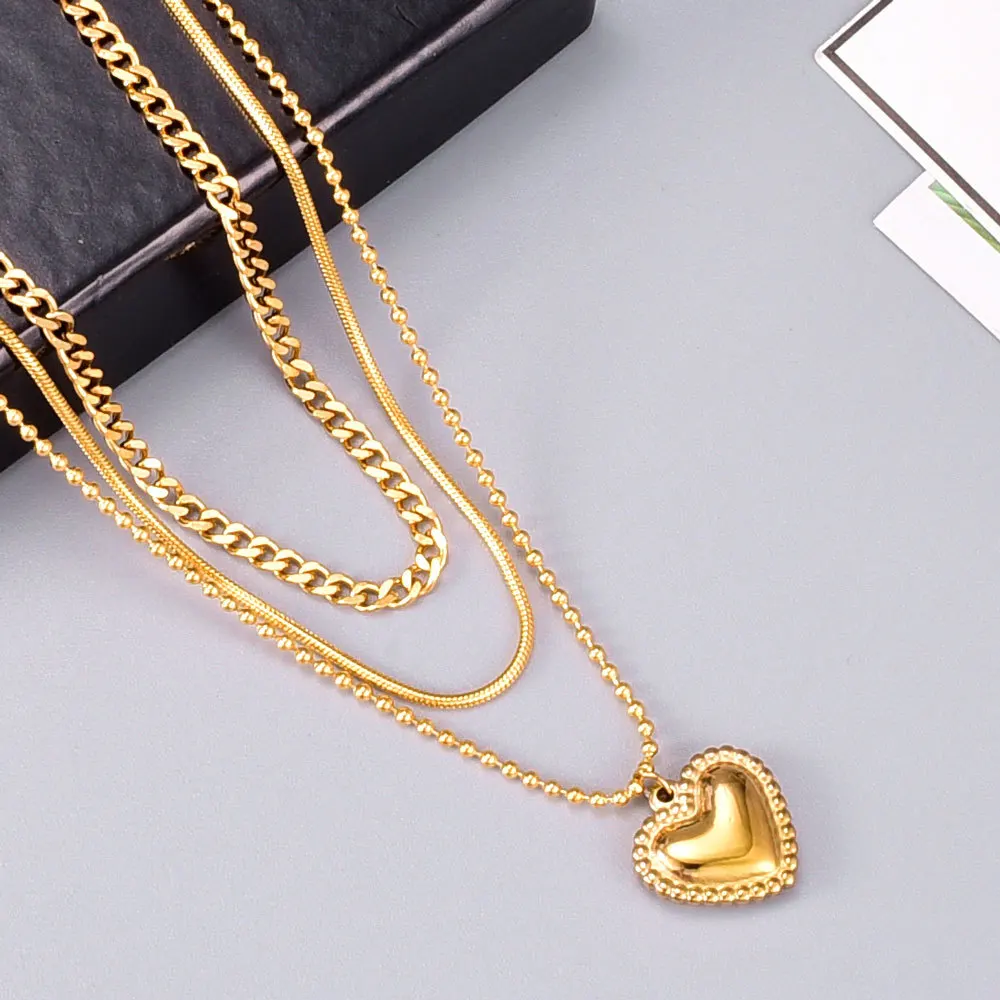 

14k Gold Plated Multilayer Snake Bone Love Necklace for women Stacked Cold Wind Pendant Clavicle Chain Wedding Anniversary Gifts