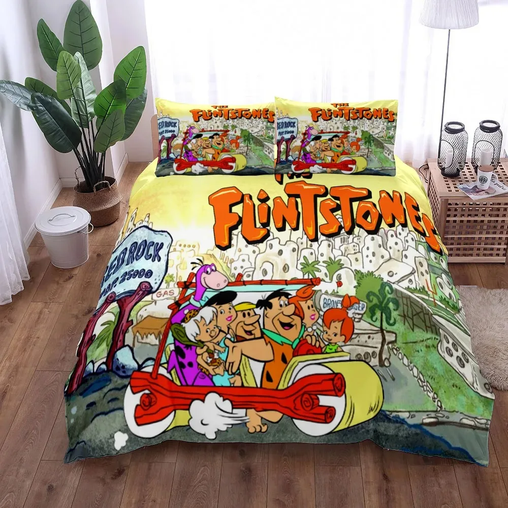 3D Аниме The Flintstone Комплект пододеяльников King Queen Double Full Twin Single Size Постельное белье