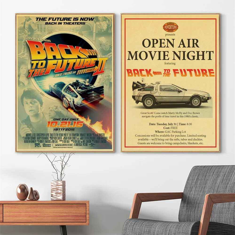 

Sci-fi Back To The Future Vintage Posters And Prints Wall Art Watertight Canvas Painting For Living Room Decoration Home Decor