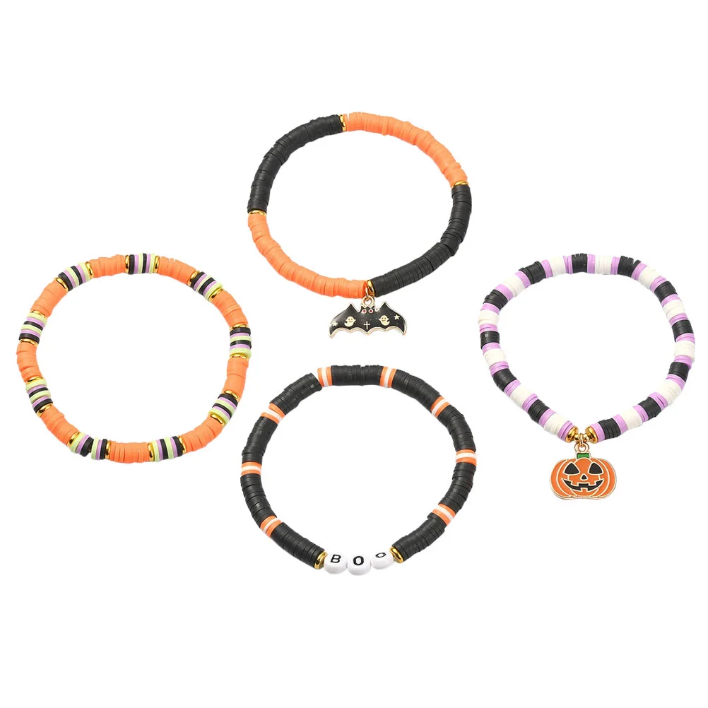 

1 Set of Halloween Beaded Bracelets Polymer Clay Beads Bracelets Funny Bracelets Festival Decors