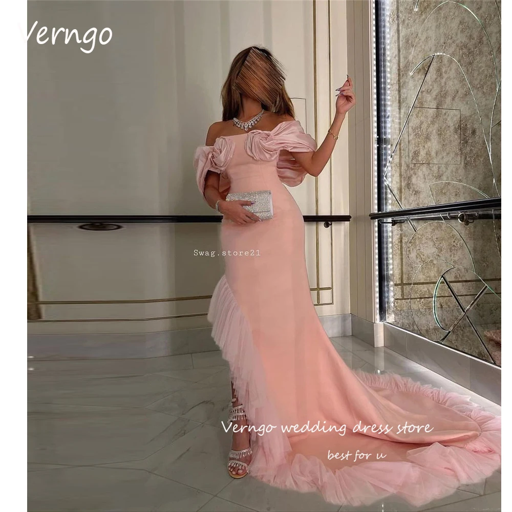 

Verngo Blush Pink Mermaid Evening Dresses Strapless Off the Shoulder Elegant Prom Gowns Dubai Arabic Long Formal Occasion Dress